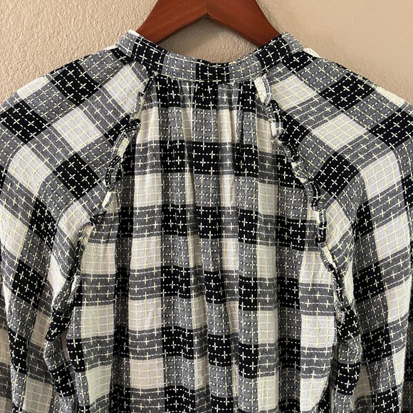 Anthropologie Black and White Plaid Blouse - Picture 11 of 11